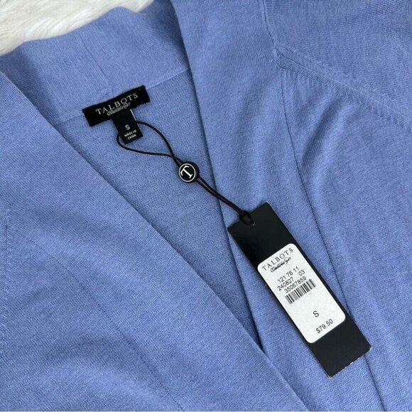 Talbots Women’s NWT Blue Y2K Mid-Length Open Front Cardigan Sweater Small/C37 - Picture 6 of 10